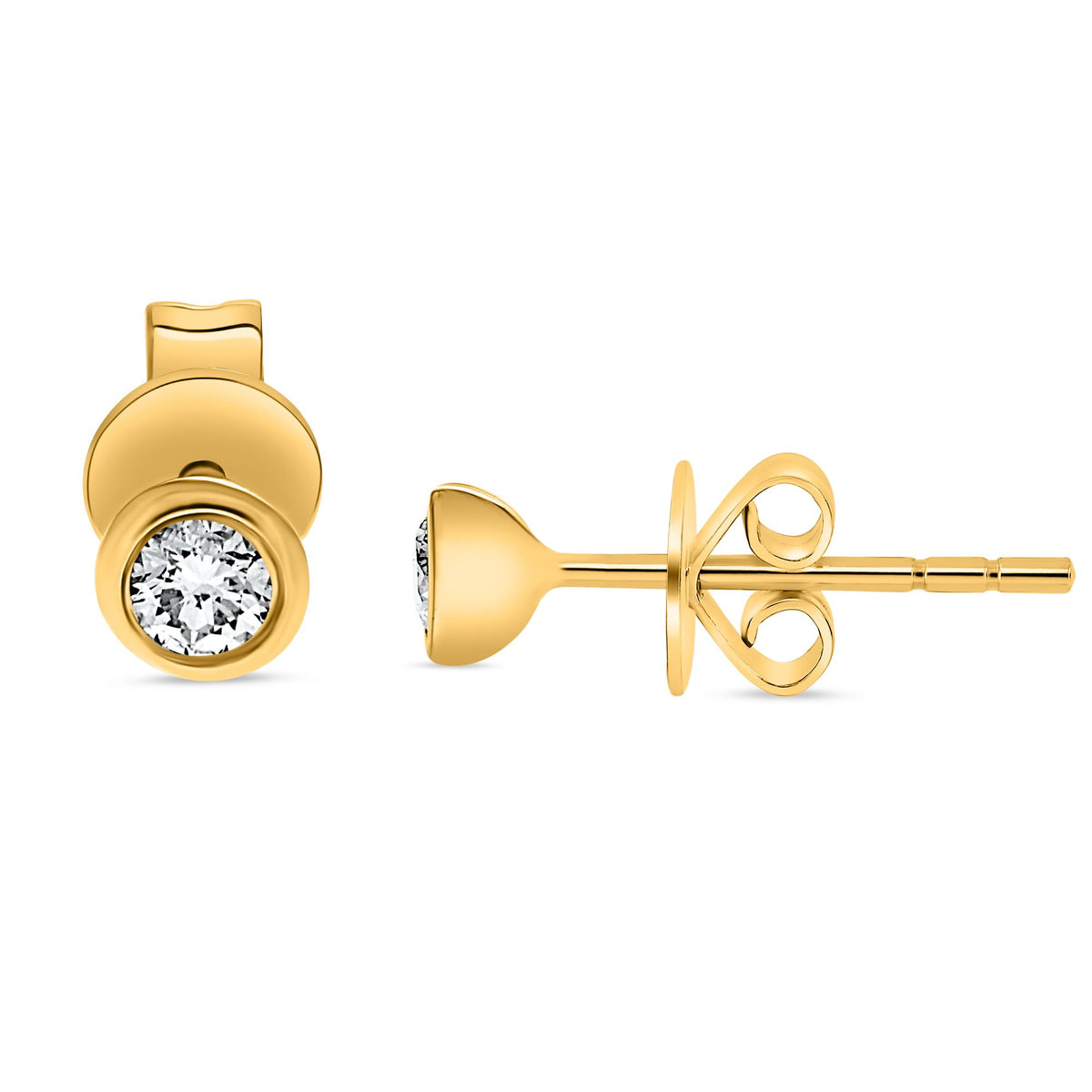 0.15 CTW Bezel-Set Round Diamond Stud Earrings