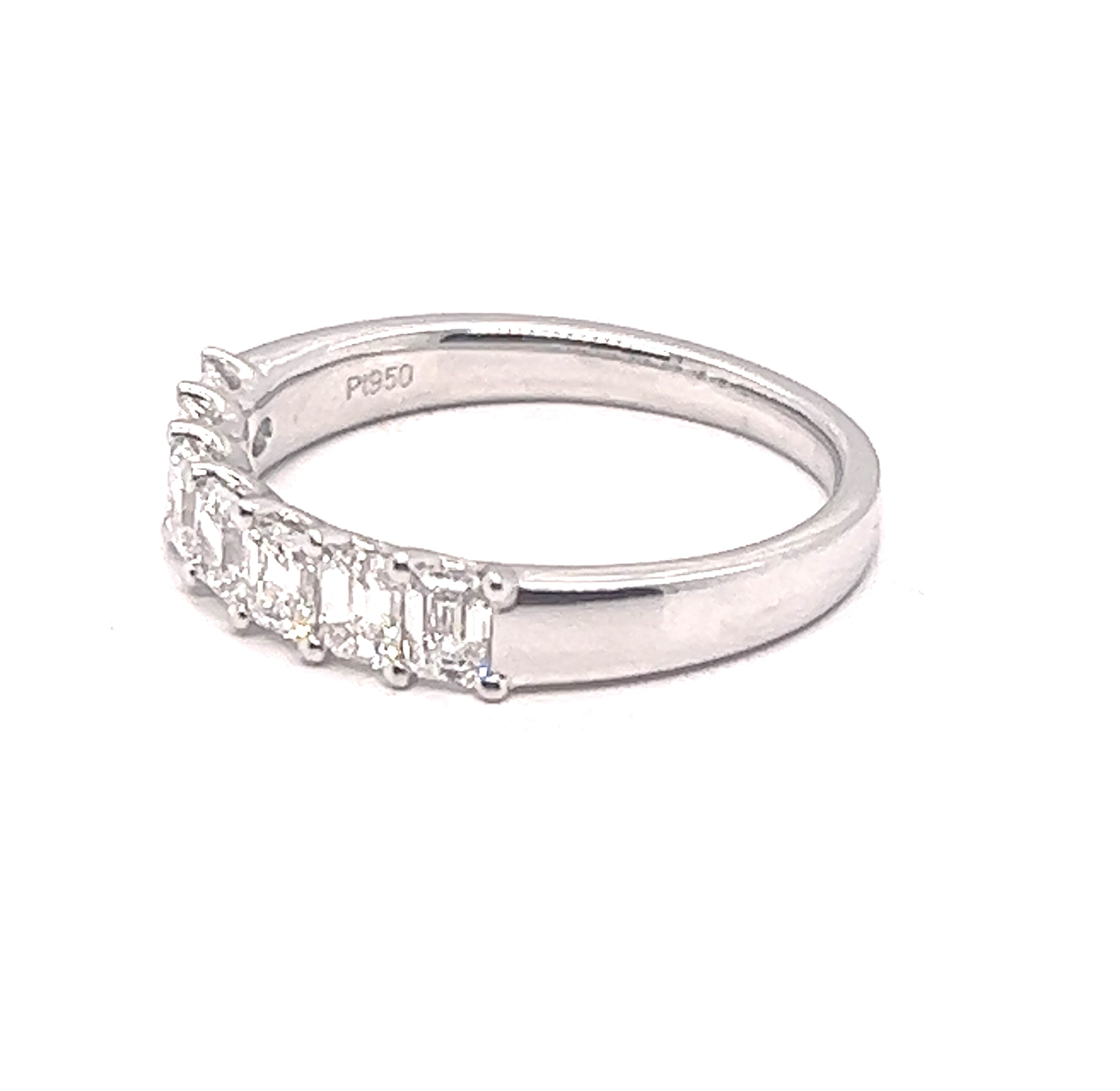 Platinum Seven-Stone Emerald Cut Diamond Band