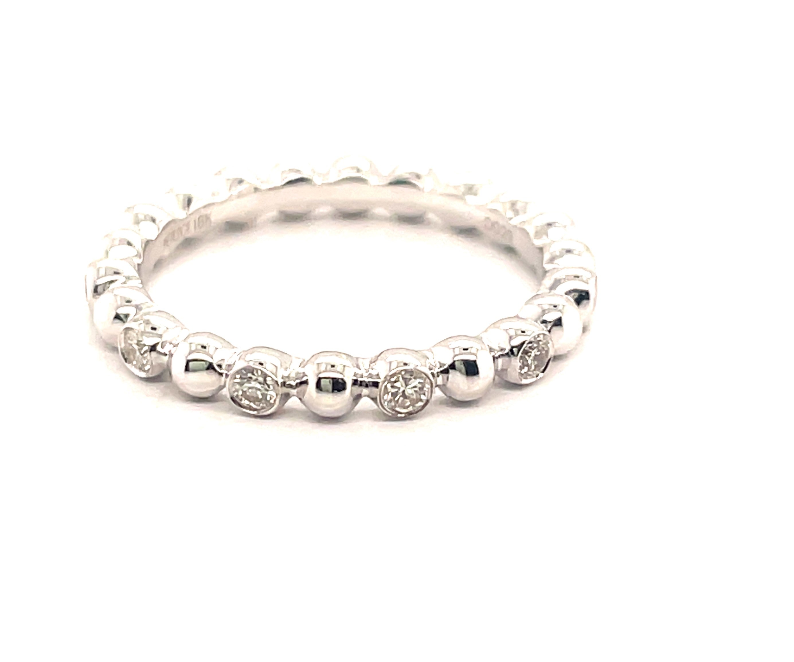 Diamond Bezel Beaded Stackable Ring