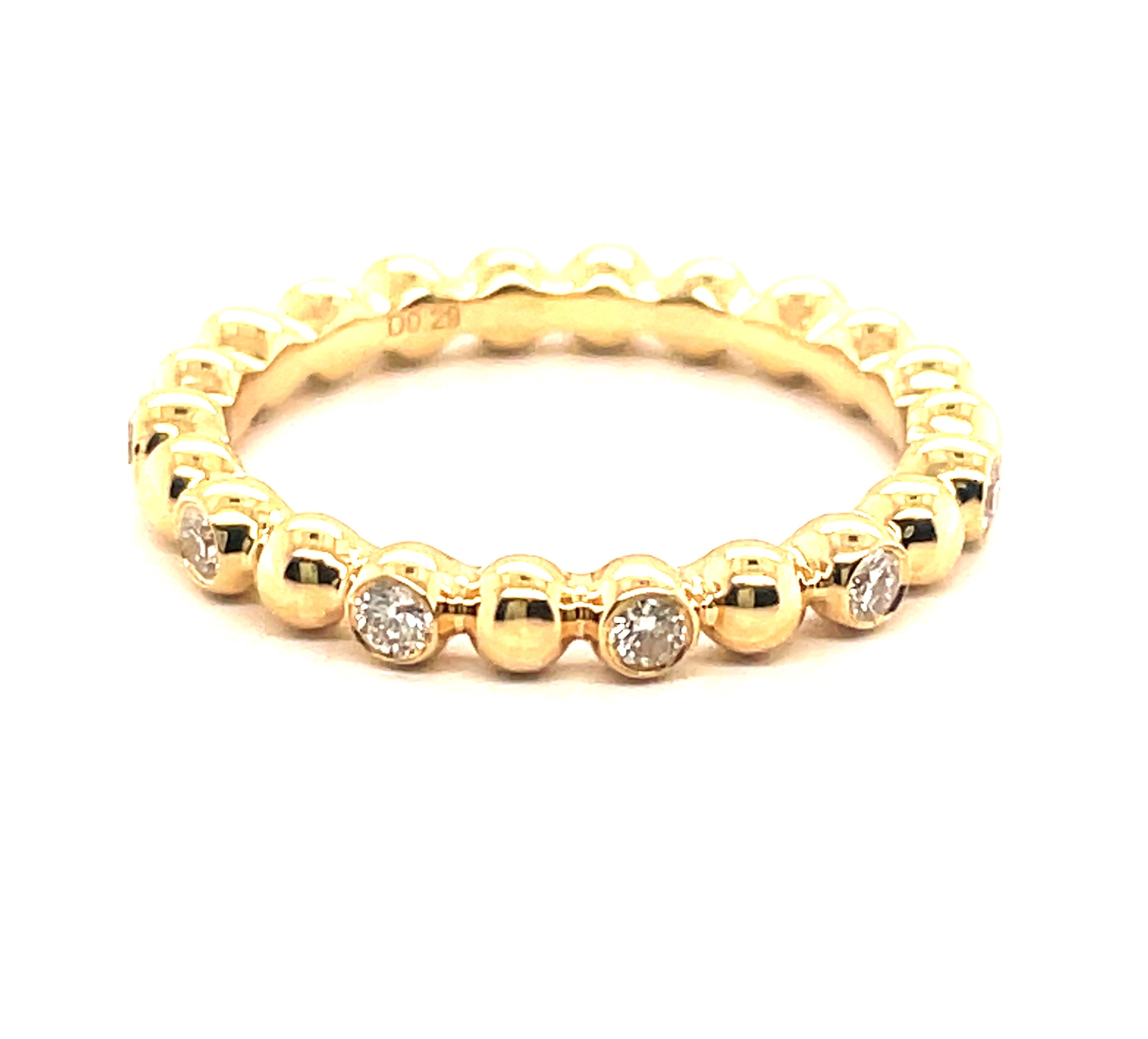 Diamond Bezel Beaded Stackable Ring