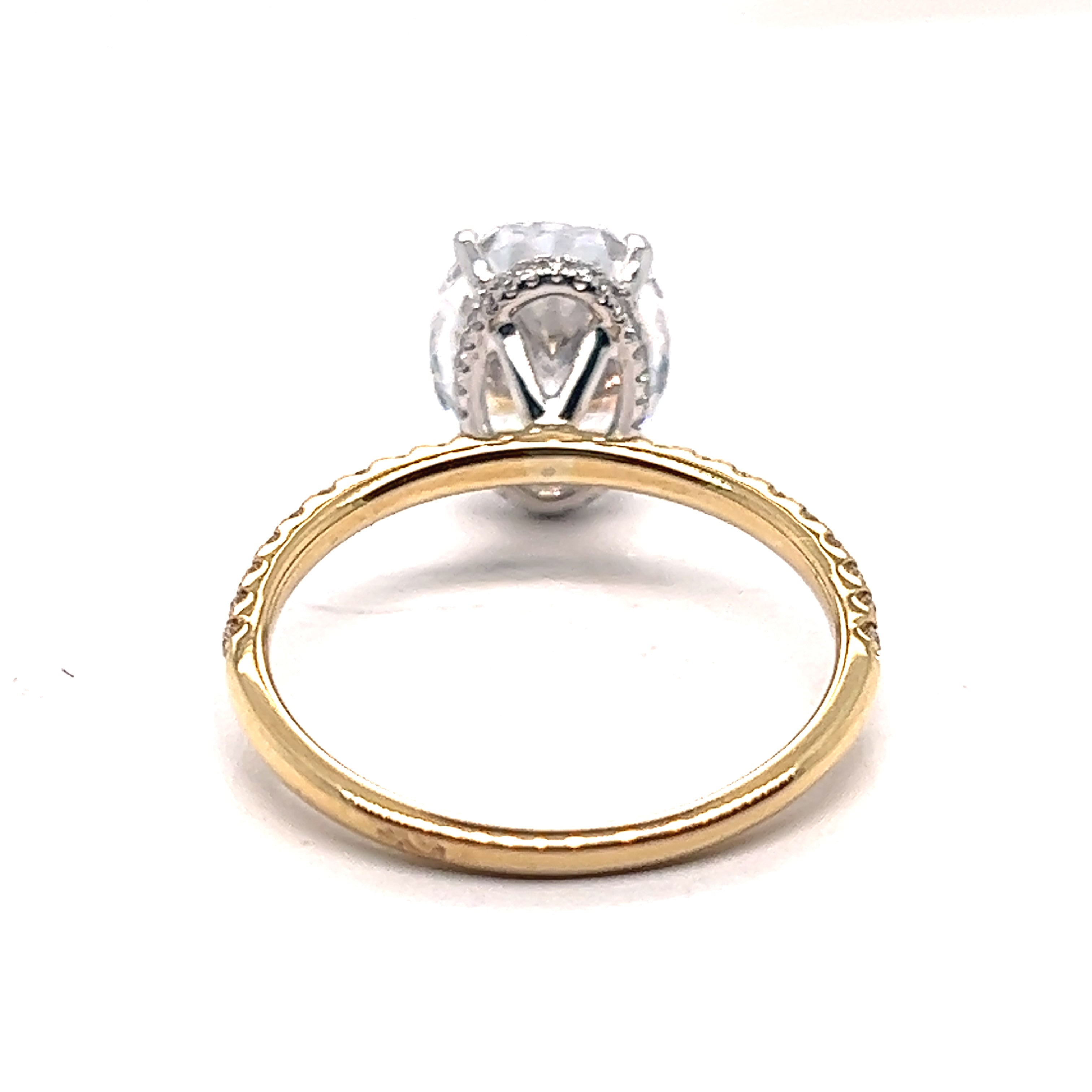 Oval Diamond Engagement Ring Setting with Hidden Halo