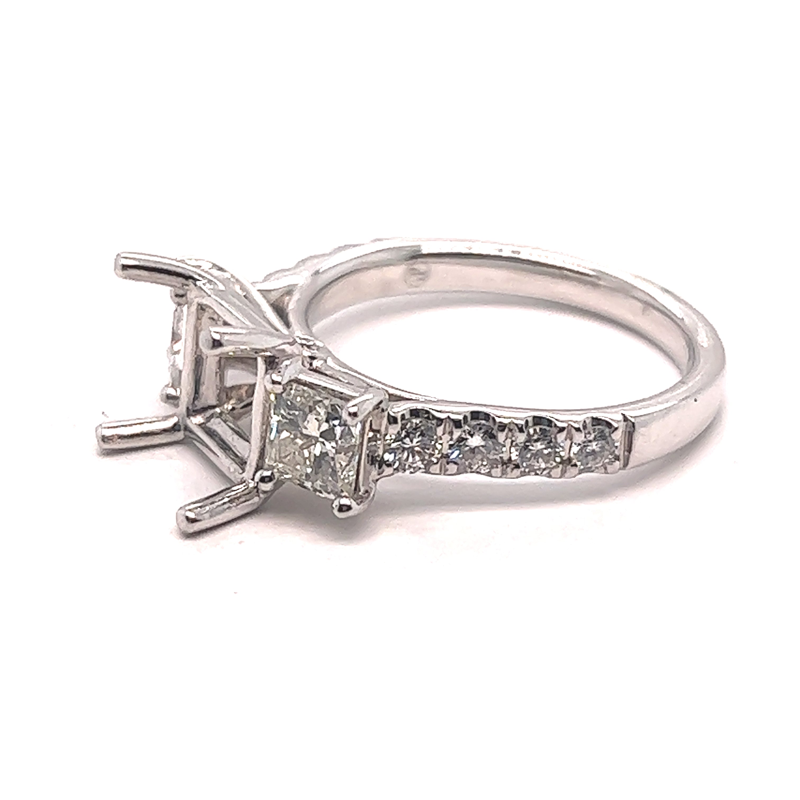 Diamond Princess Cut Engagement Ring Setting