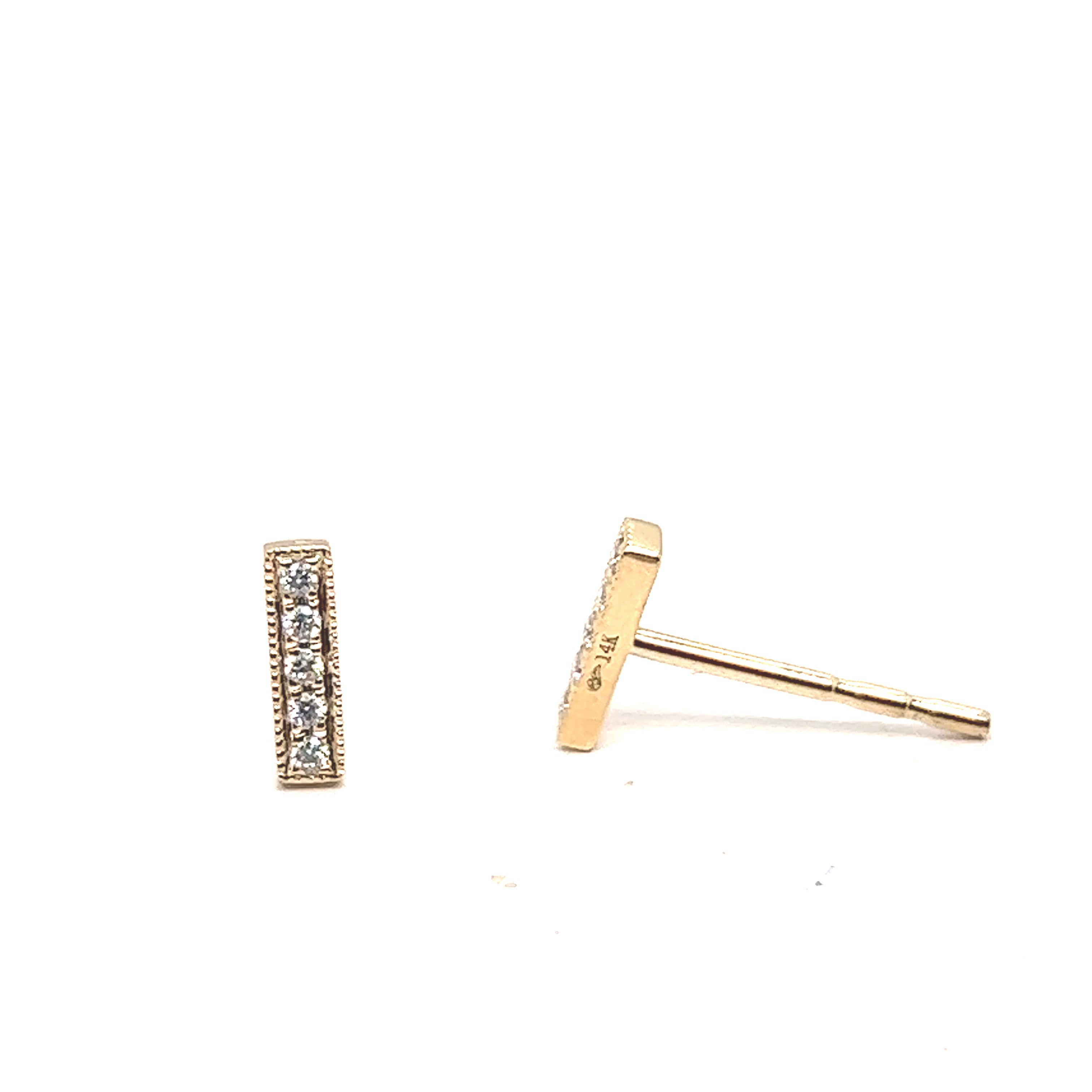 Mini Diamond Bar Stud Earrings