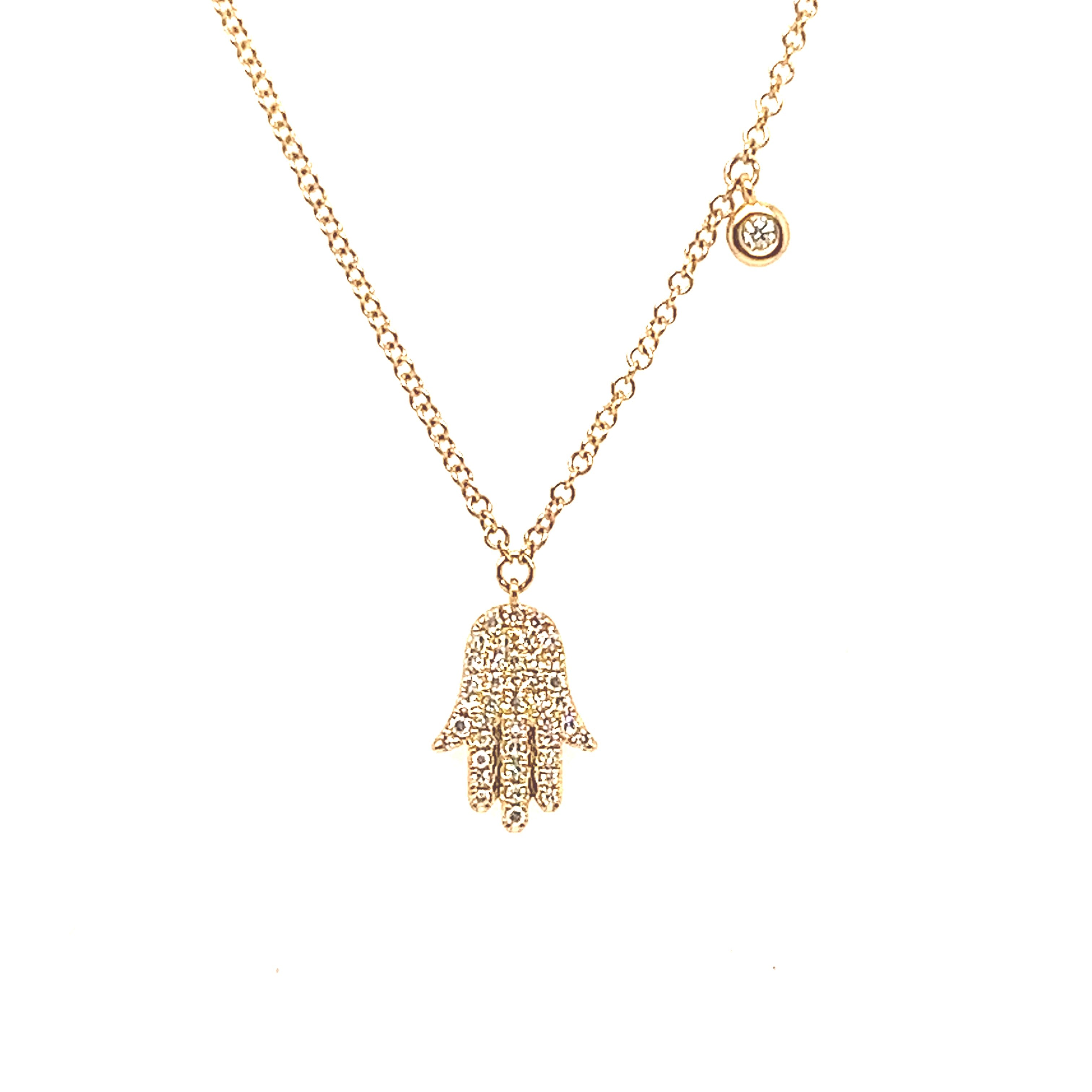 Pave Diamond Hamsa Necklace