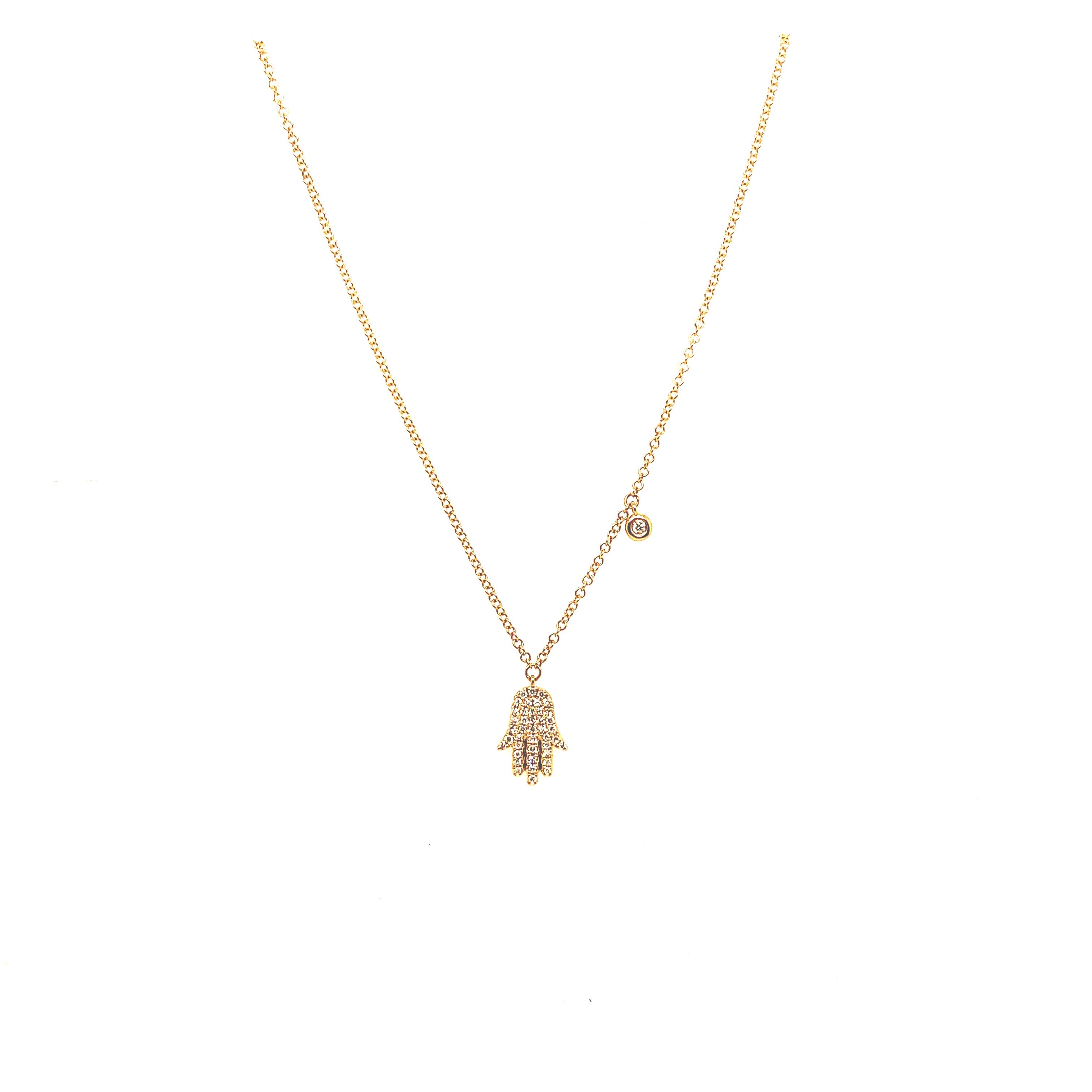 Pave Diamond Hamsa Necklace