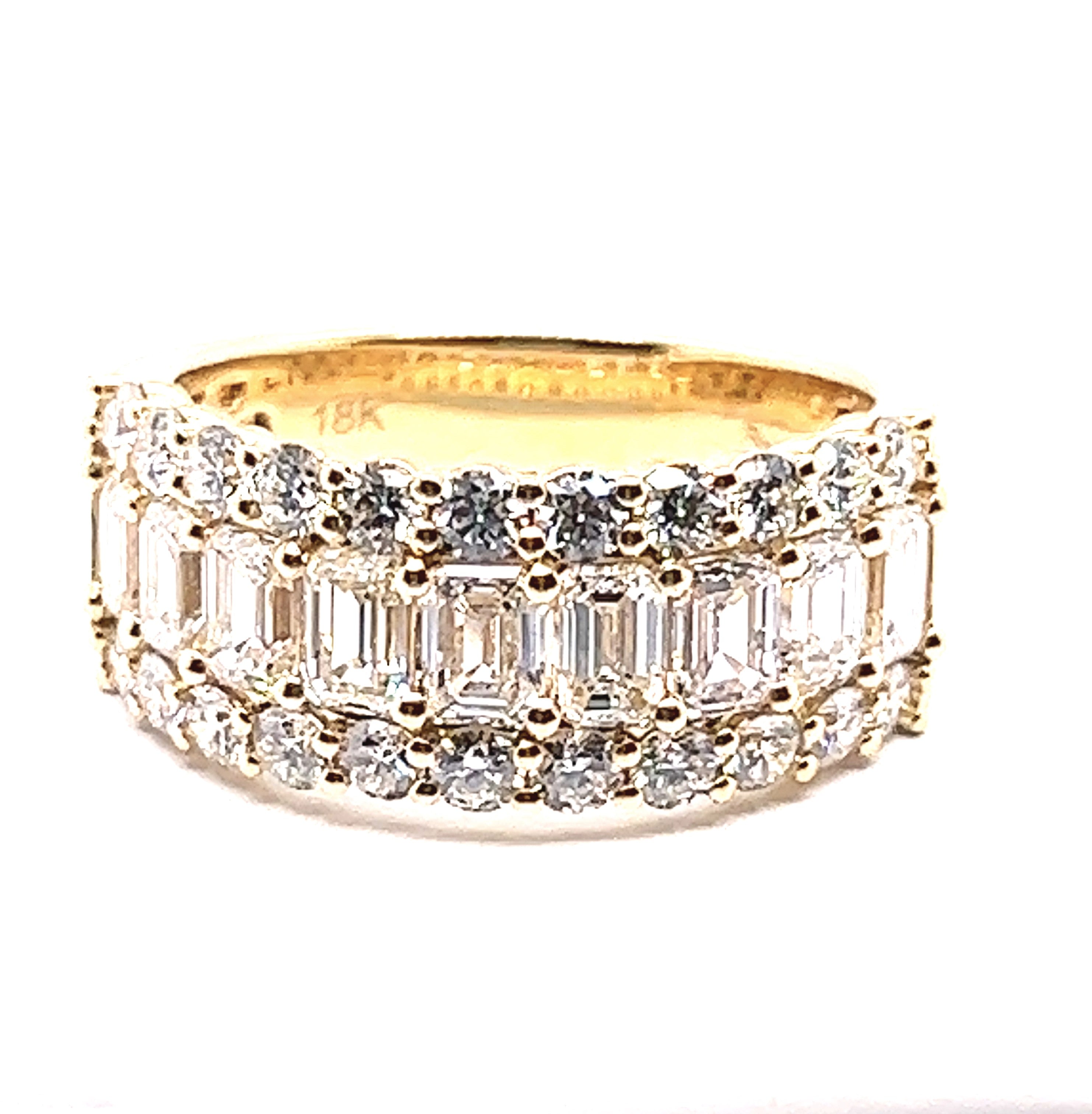 Emerald Cut and Round Diamond Band