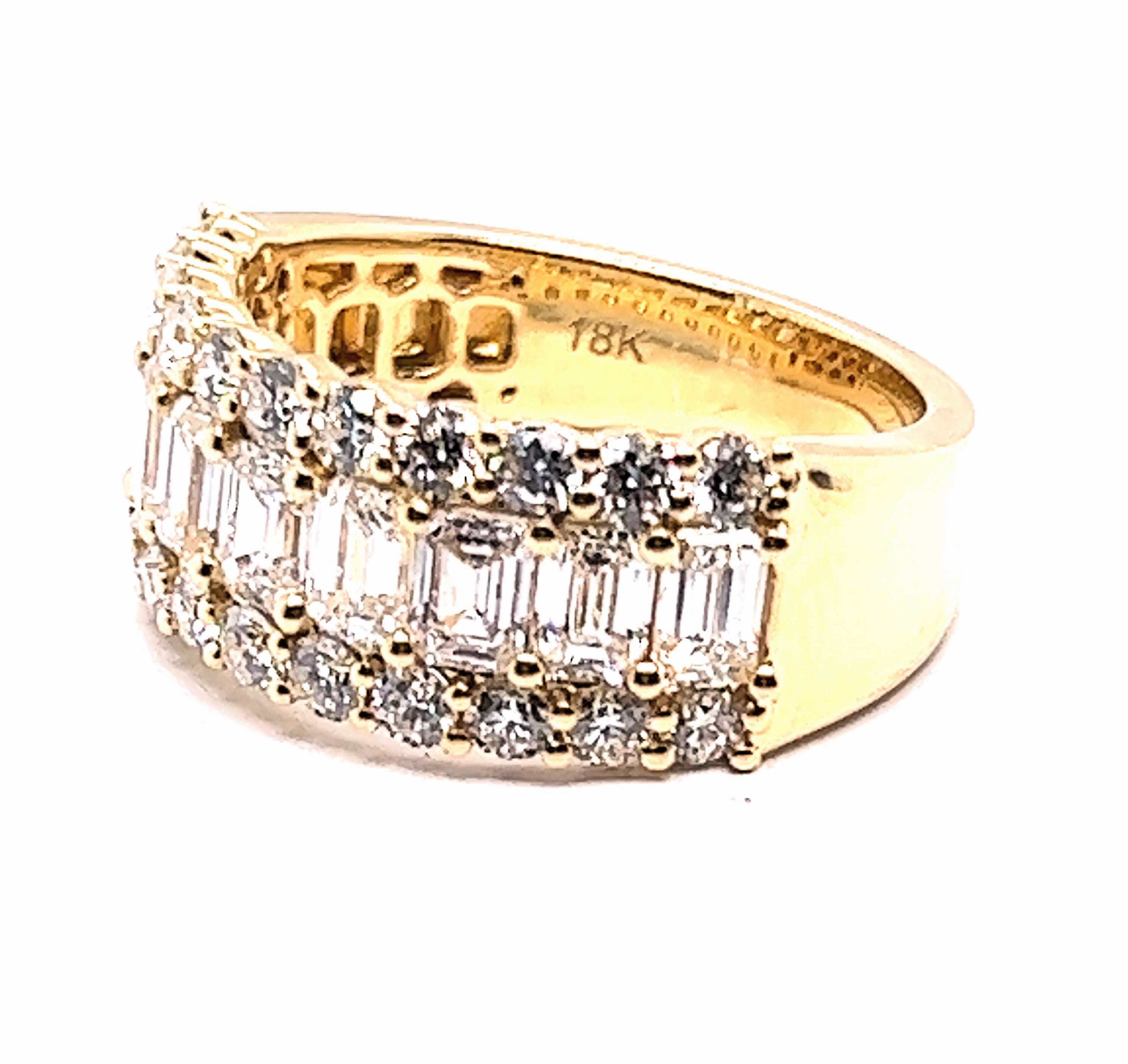 Emerald Cut and Round Diamond Band