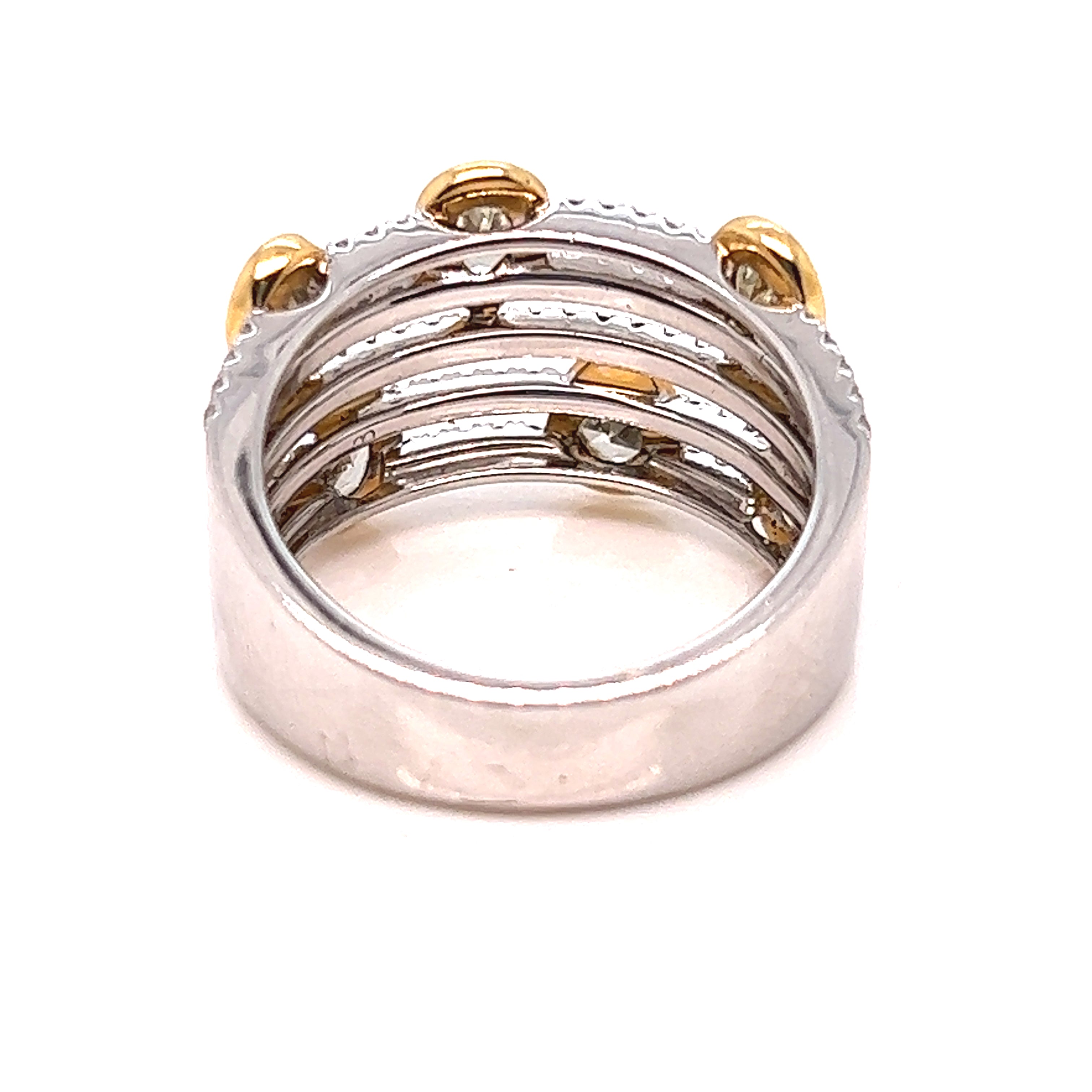 Yellow and White Multi Cut Diamond Ring