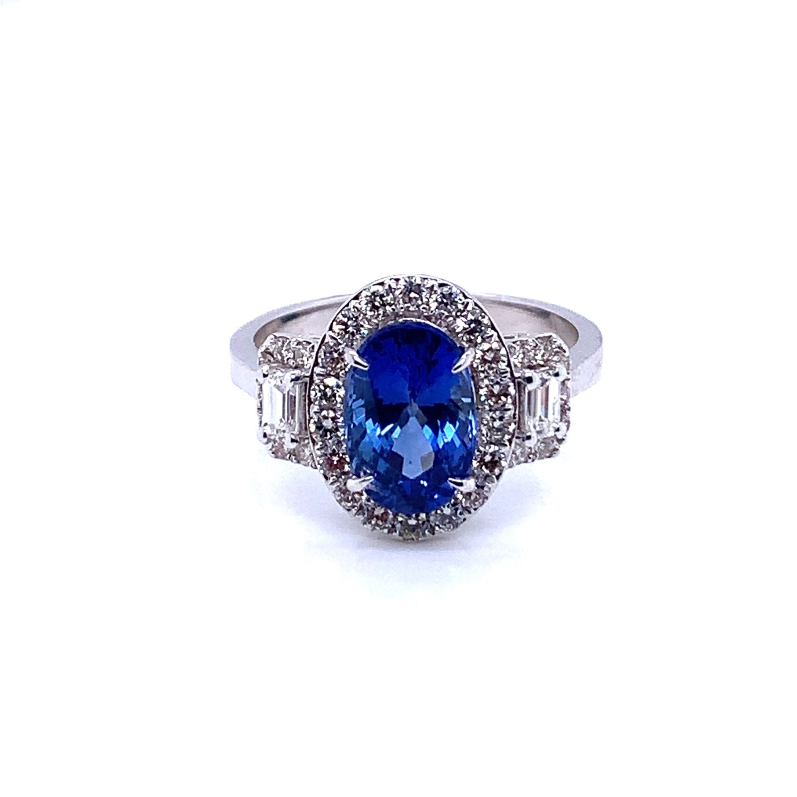 Oval Sapphire Diamond Halo Ring