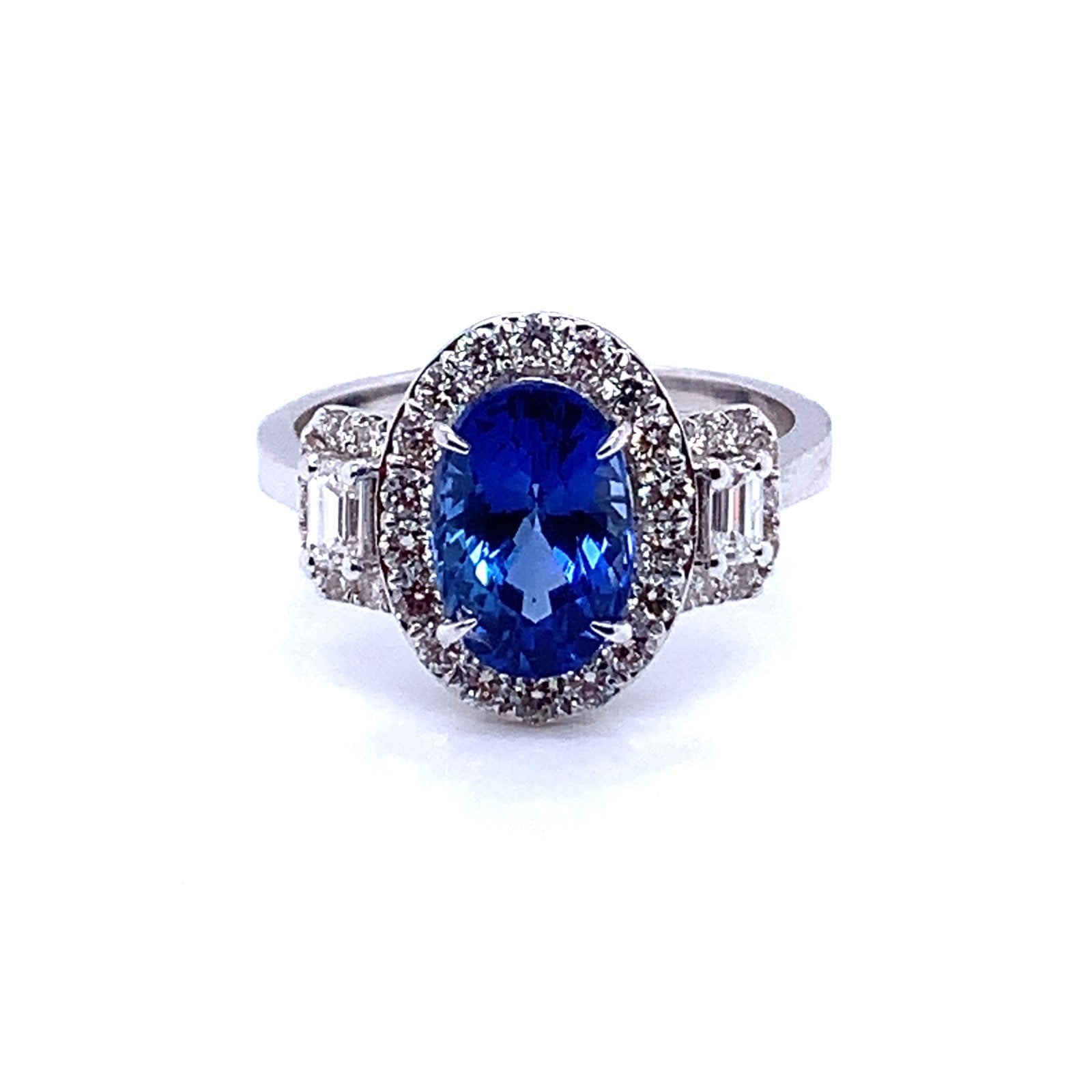 Oval Sapphire Diamond Halo Ring