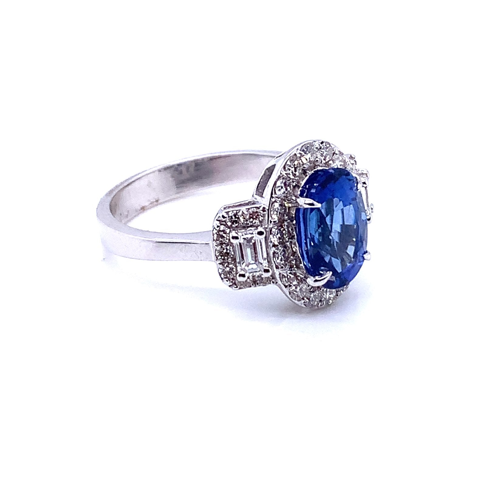 Oval Sapphire Diamond Halo Ring