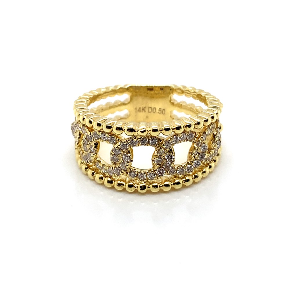 Diamond Interlinking Circle Beaded Ring