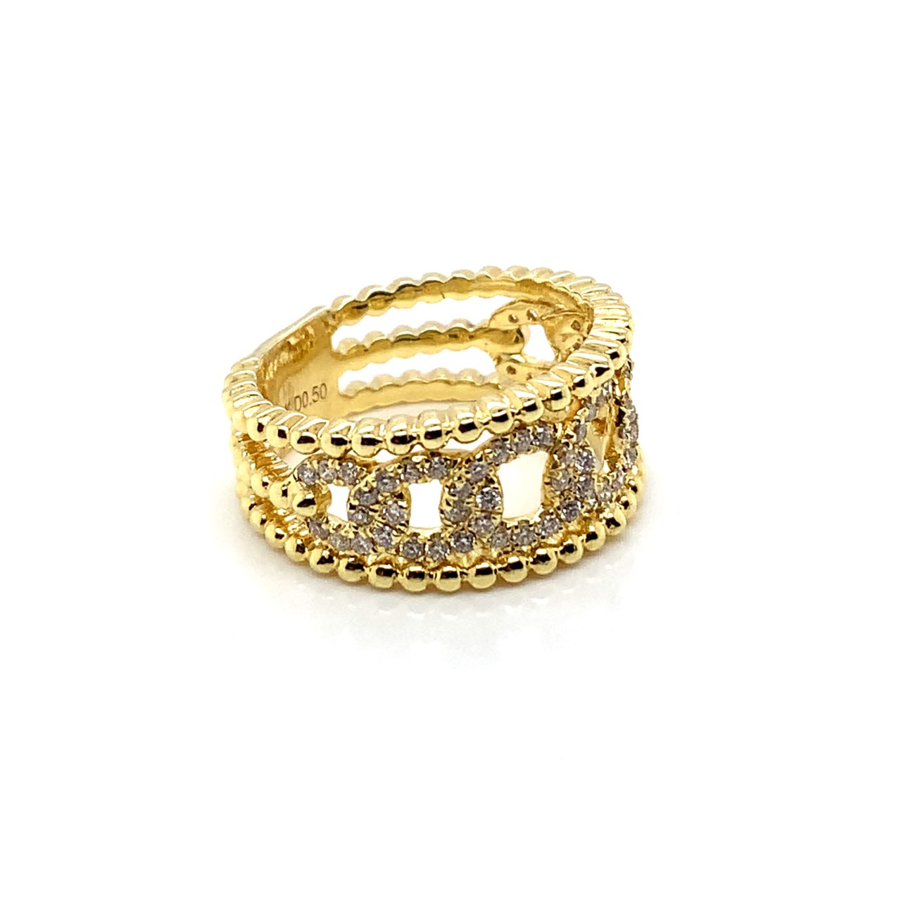 Diamond Interlinking Circle Beaded Ring