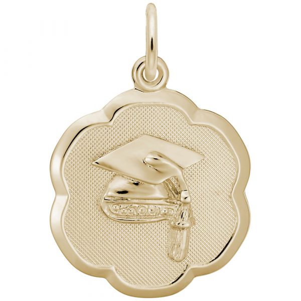 Rembrandt Charms Graduation Cap Scalloped Disc Charm