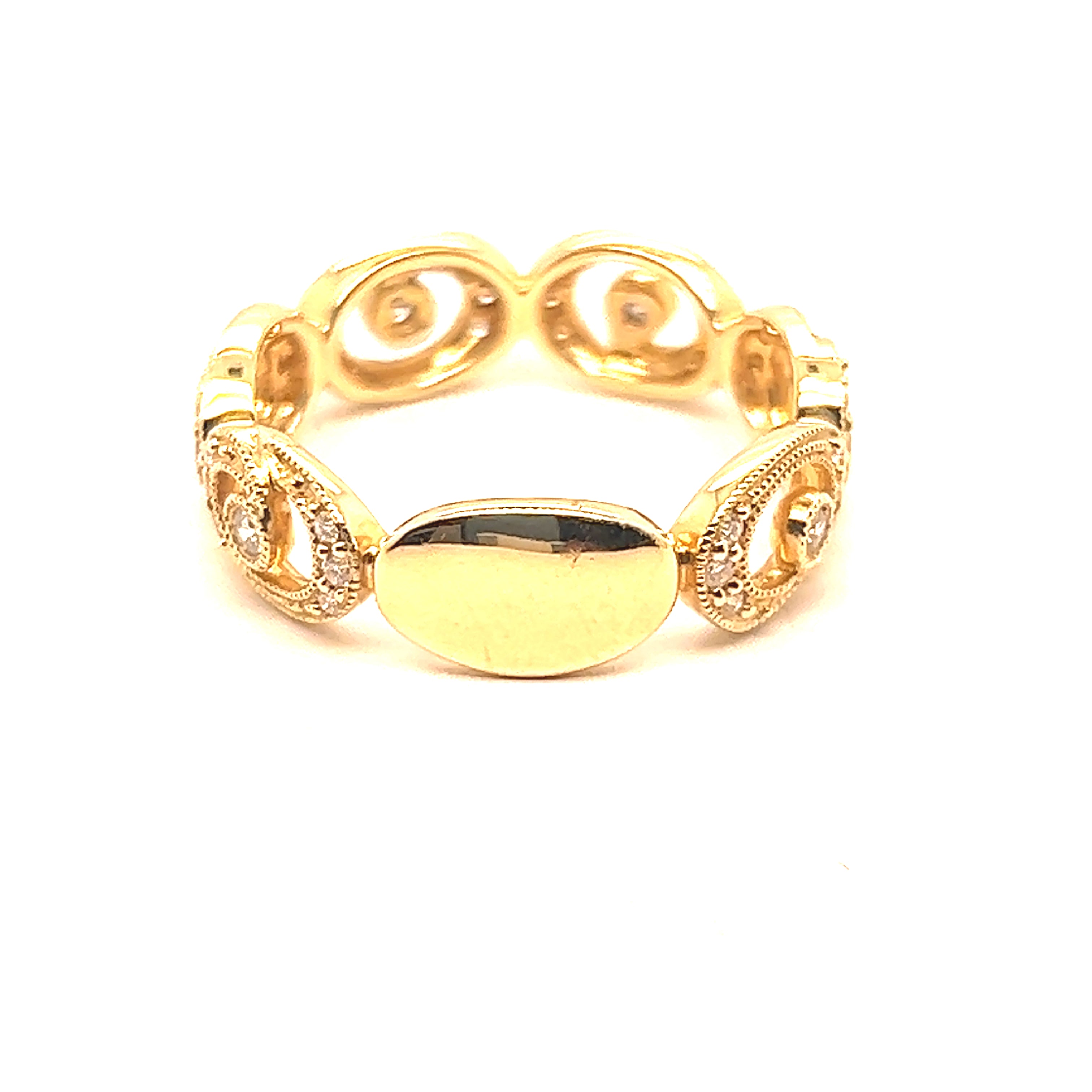 Diamond Coils Milgrain Ring