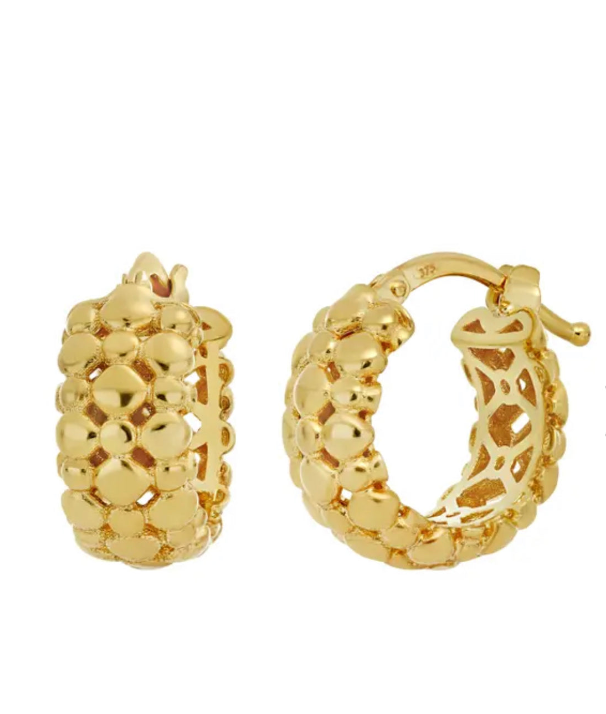 6MM Fancy Beaded Hoop Earrings