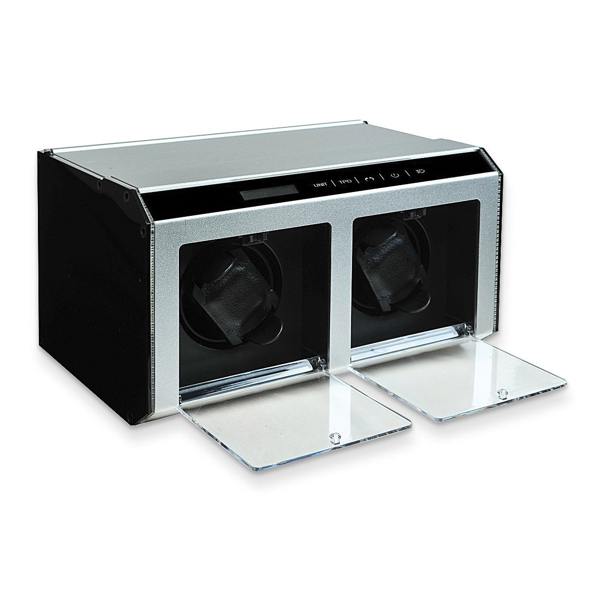 Silver Metal & Acrylic Double Watch Winder GM8399