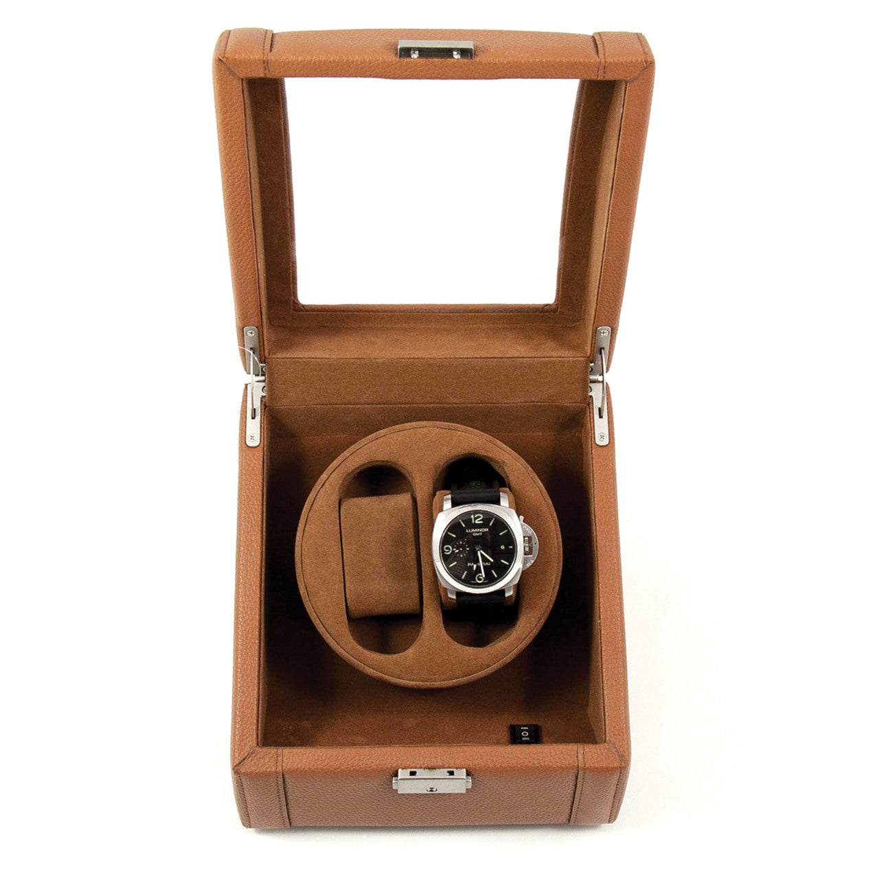 Tan Leather Glass Top Dual Watch Winder GM8739