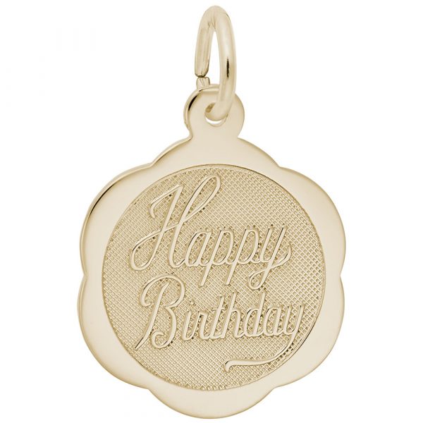 Rembrandt Charms Happy Birthday Scalloped Disc Charm