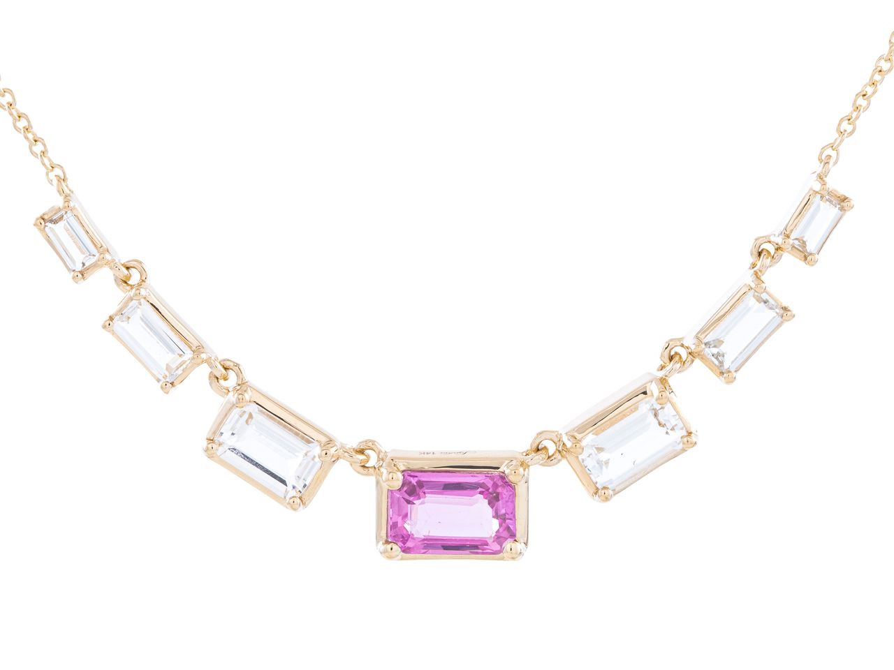 Pink Sapphire and White Topaz Necklace