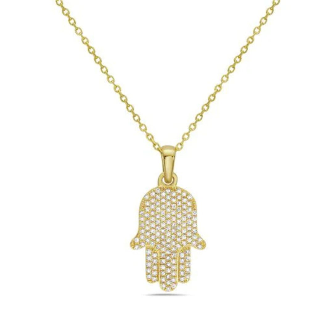 Diamond Hamsa Pendant Necklace