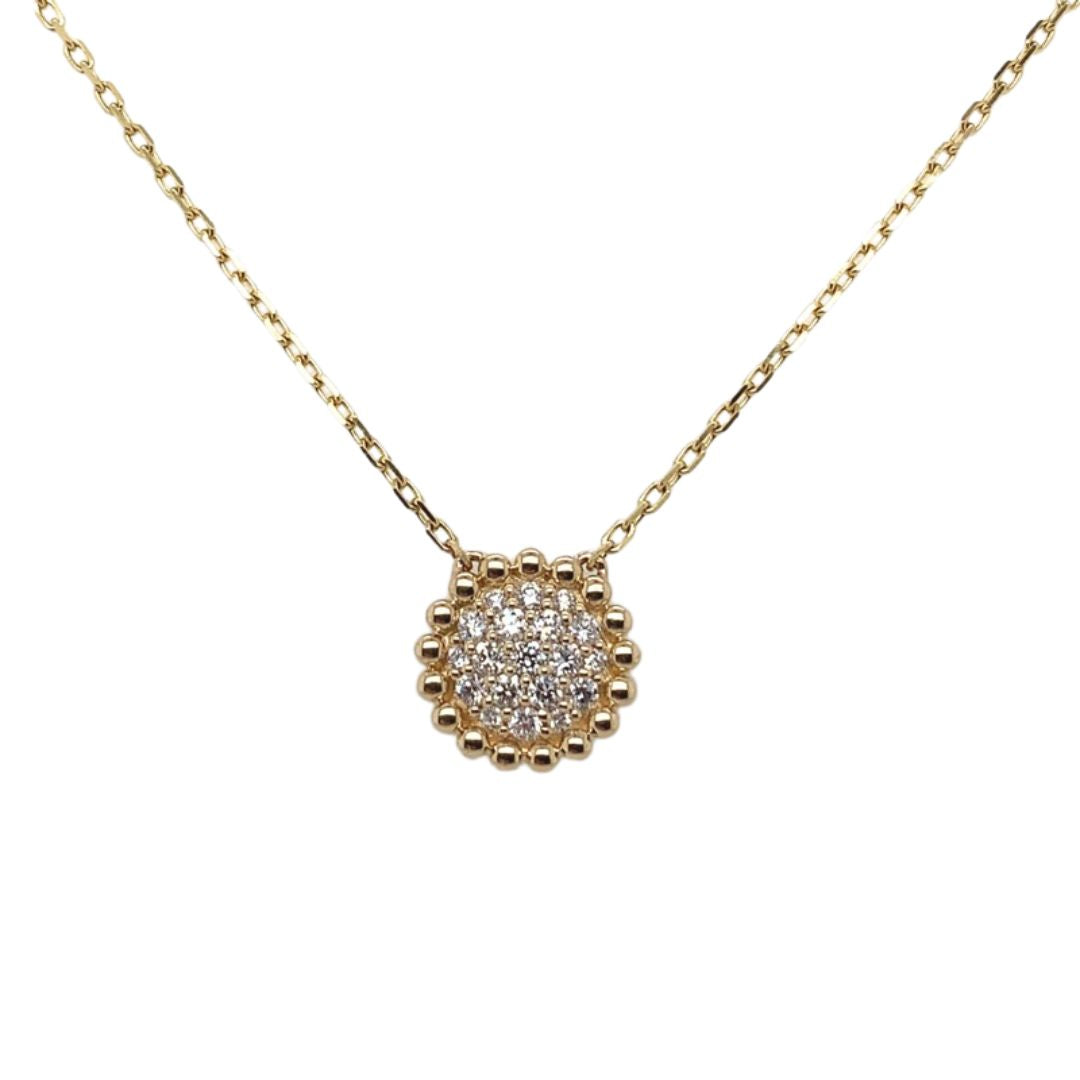 Diamond Beaded Trim Disc Pendant