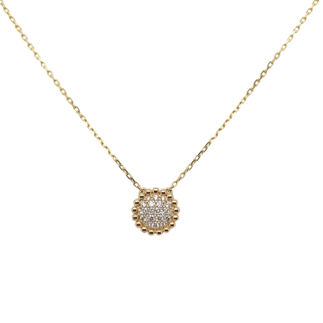 Diamond Beaded Trim Disc Pendant