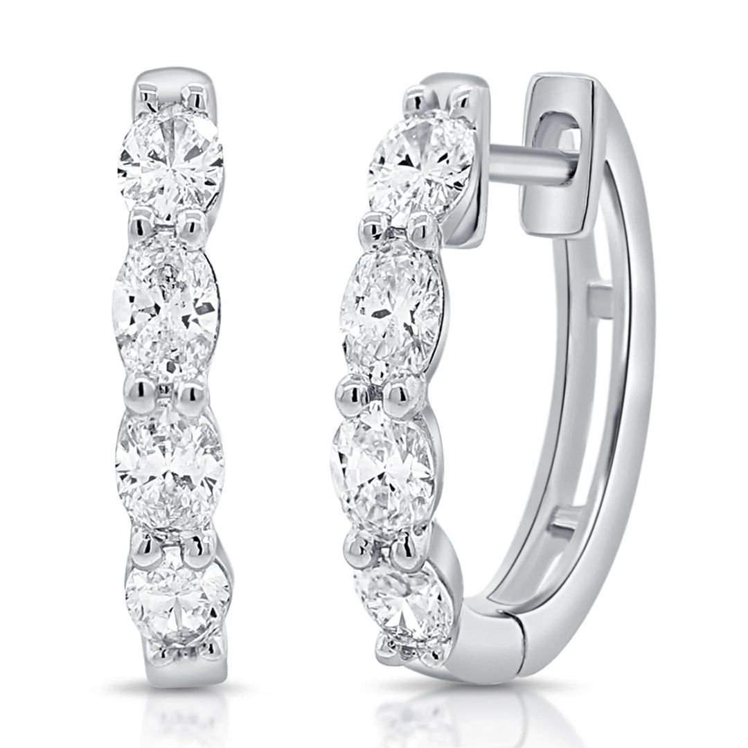 Oval Diamond Huggie Earrings