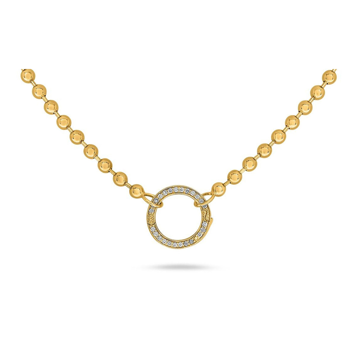 Beaded Diamond Open Circle Necklace