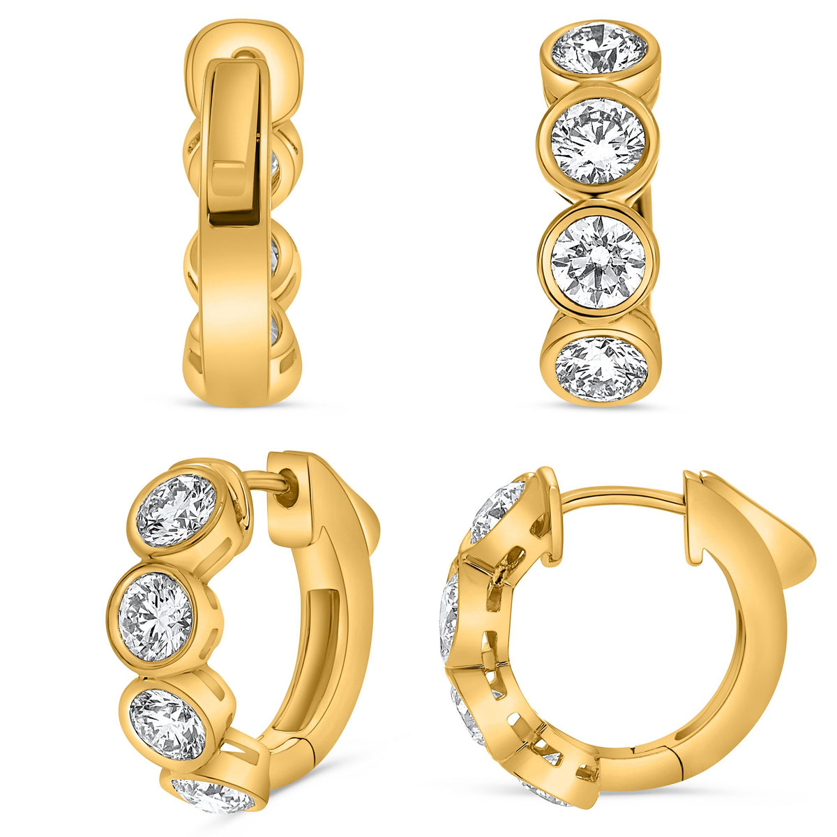 Bezel-Set Diamond Hoop Earrings