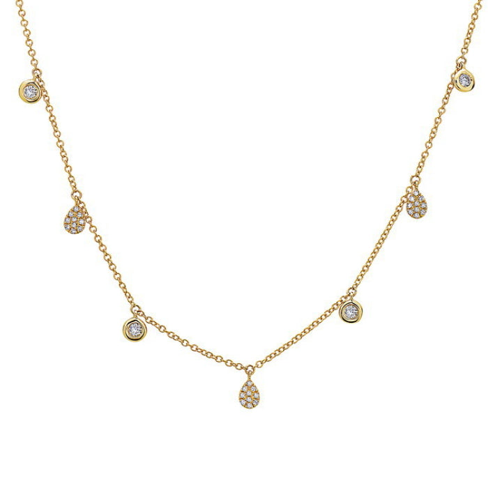 Bezel and Pear-Shaped Diamond Station Necklace