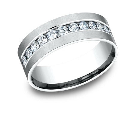 Diamond Flat Satin Finish Wedding Band