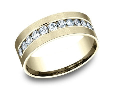 Diamond Flat Satin Finish Wedding Band