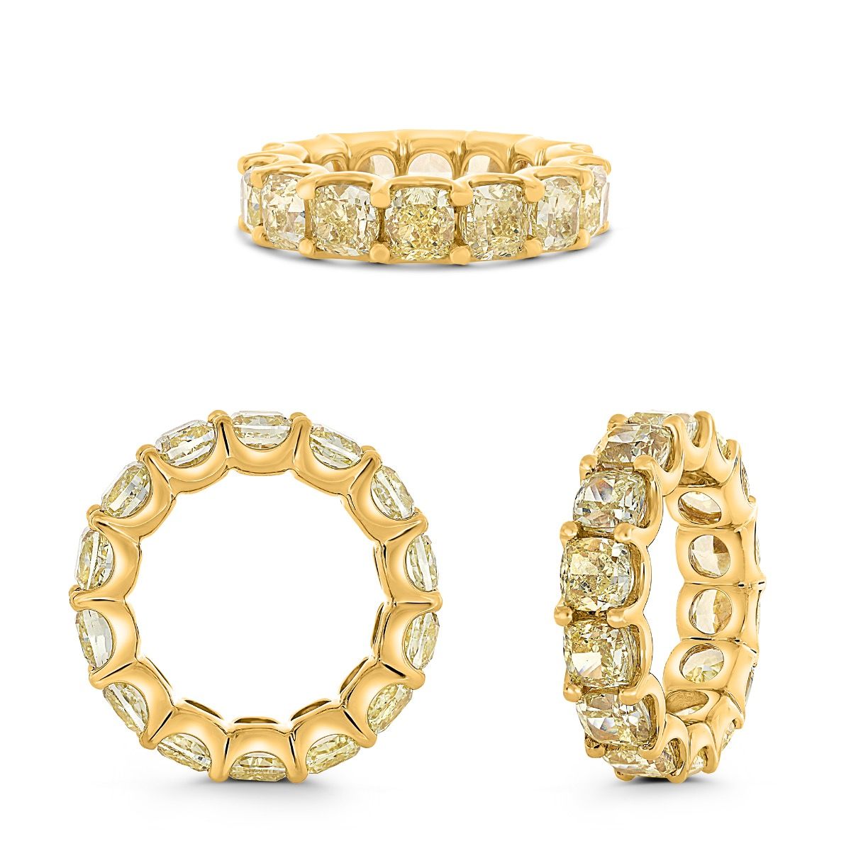 Cushion-Cut Yellow Diamond Eternity Band