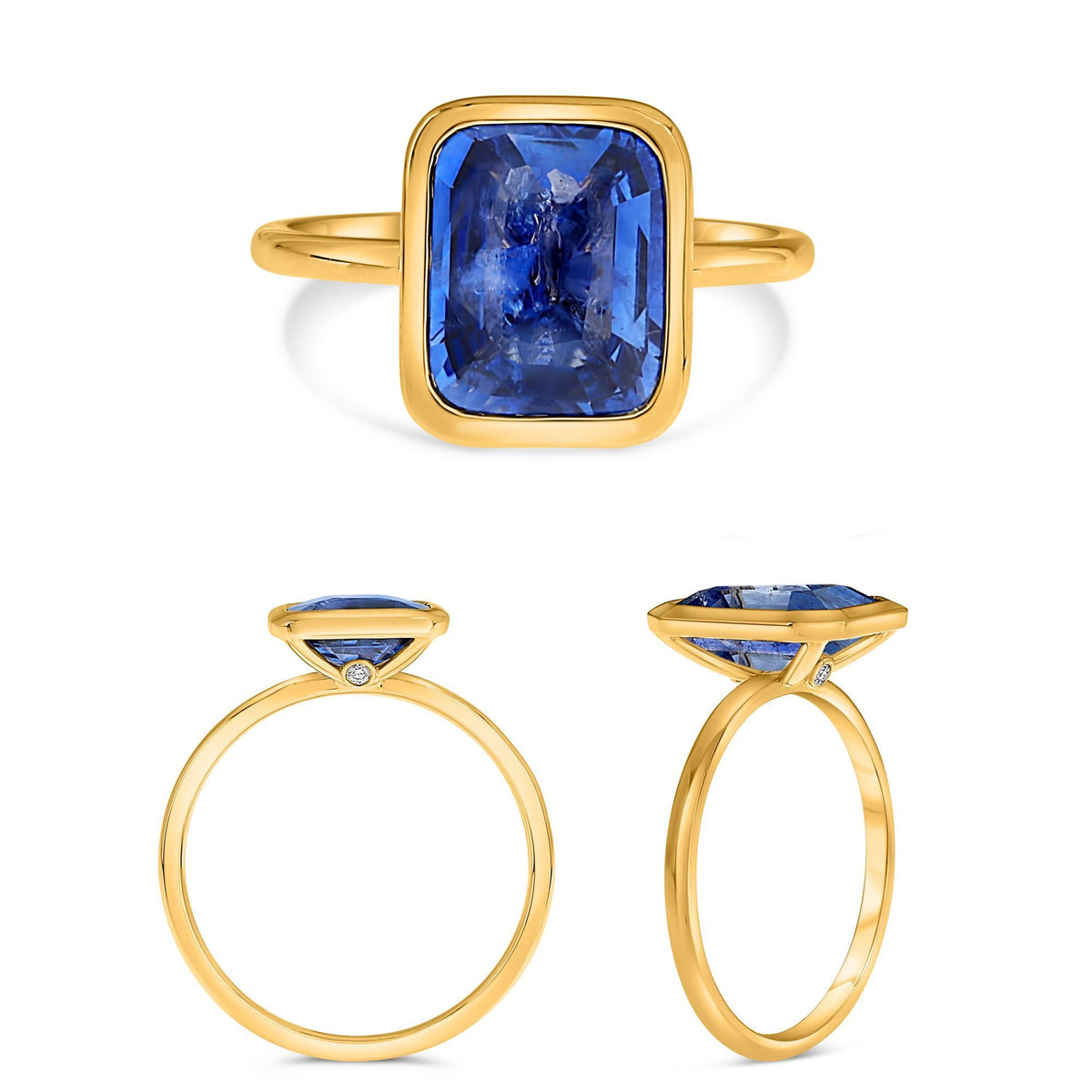 Cushion Cut Sapphire Bezel Ring