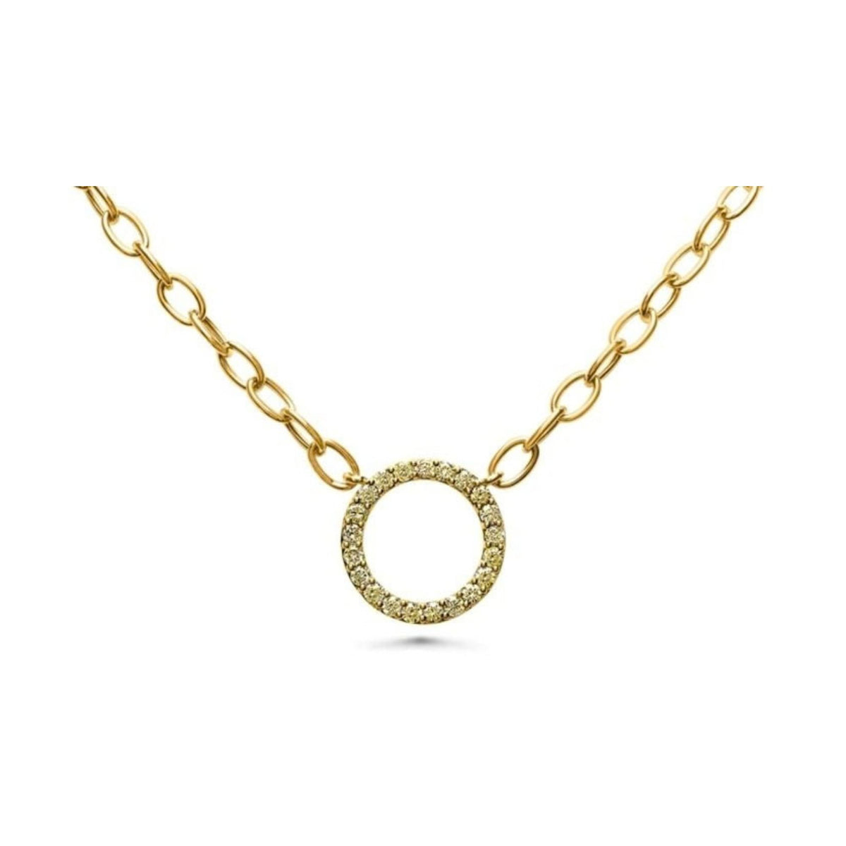 Diamond Circle Pendant Paperclip Necklace