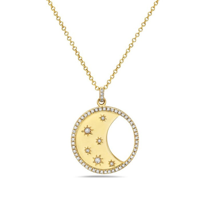Diamond Crescent Moon Pendant Necklace