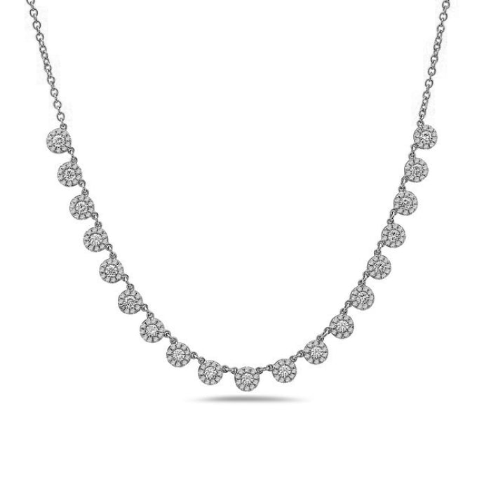 Diamond Halo Station Necklace