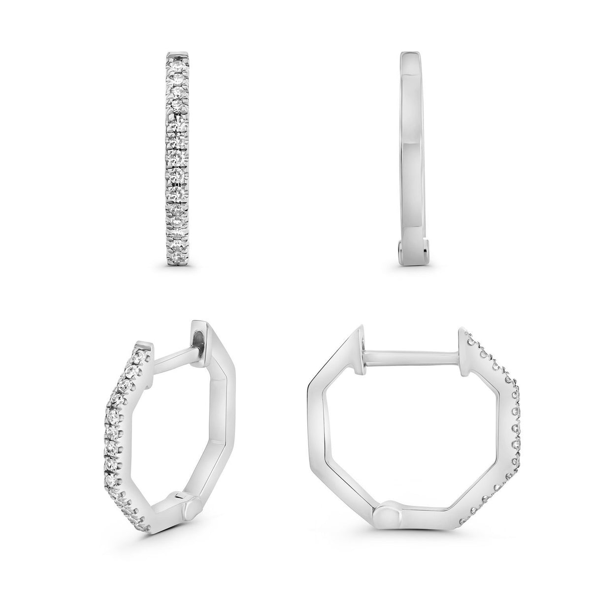 Diamond Hexagon Hoop Earrings