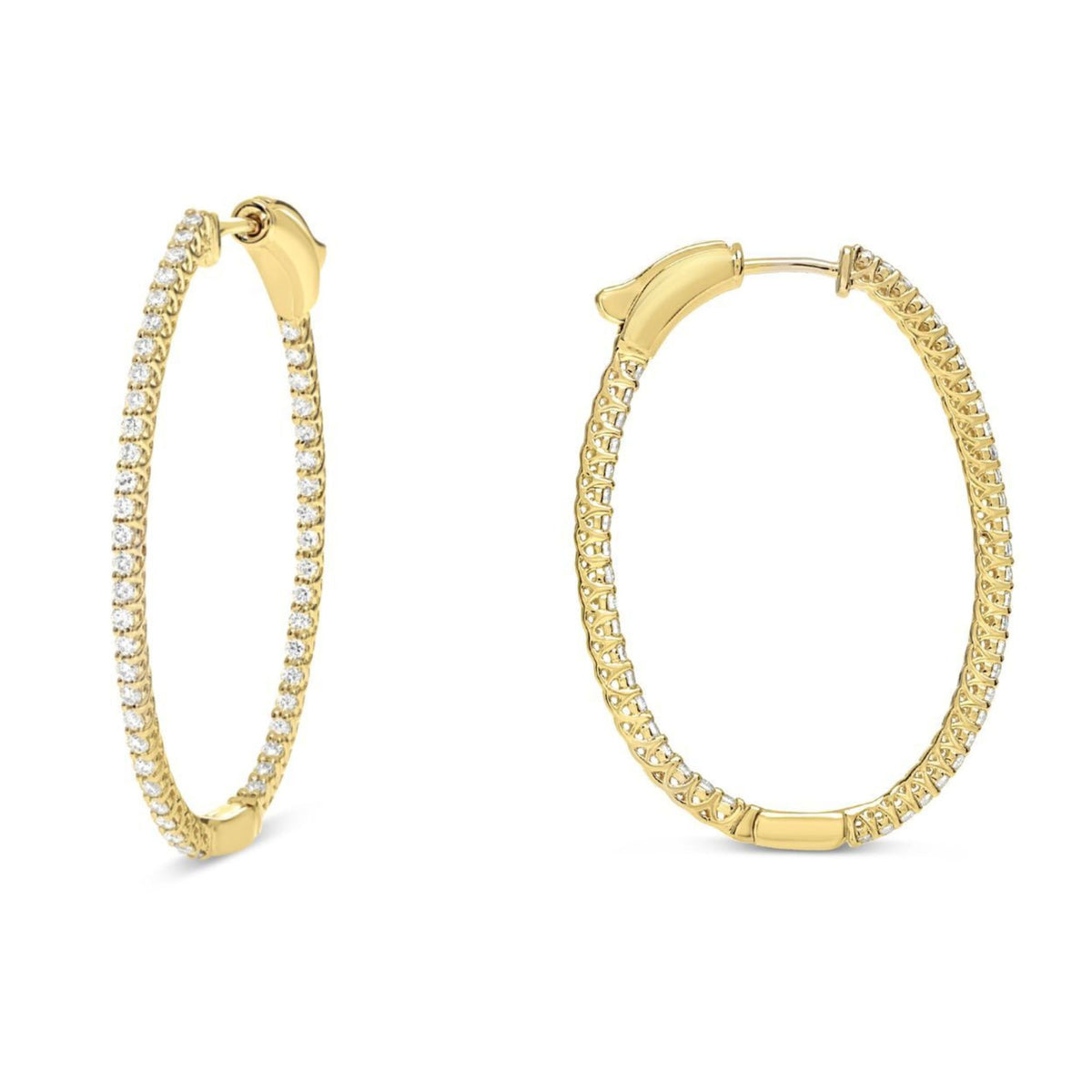 Diamond Oval Hoop Earrings