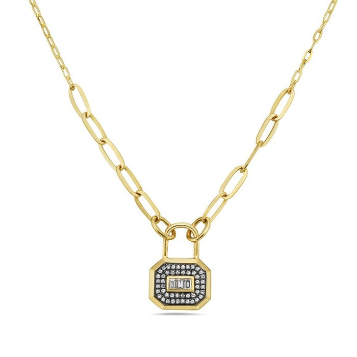 Diamond Padlock Pendant Necklace