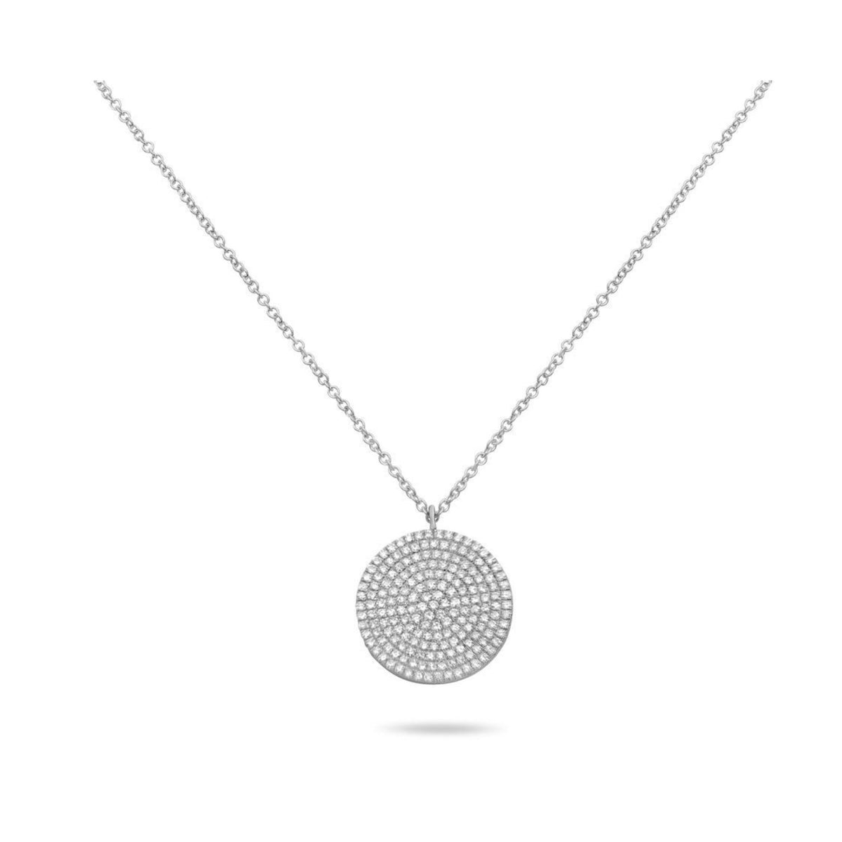 Diamond Pave Circle Pendant Necklace