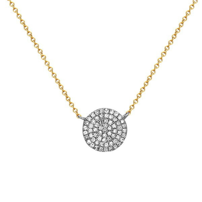 Diamond Pave Disc Pendant Necklace