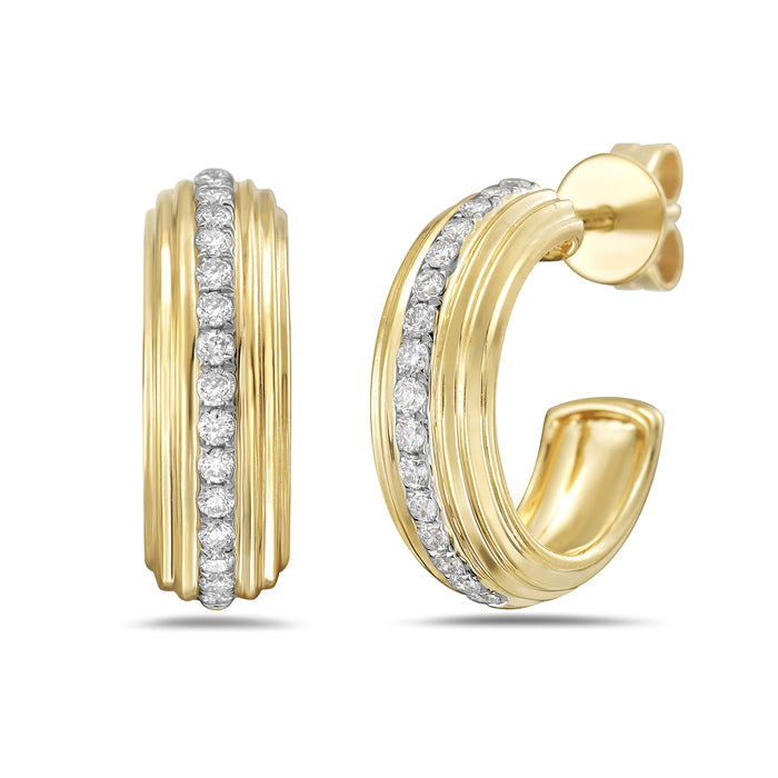 Diamond Row Hoop Earrings