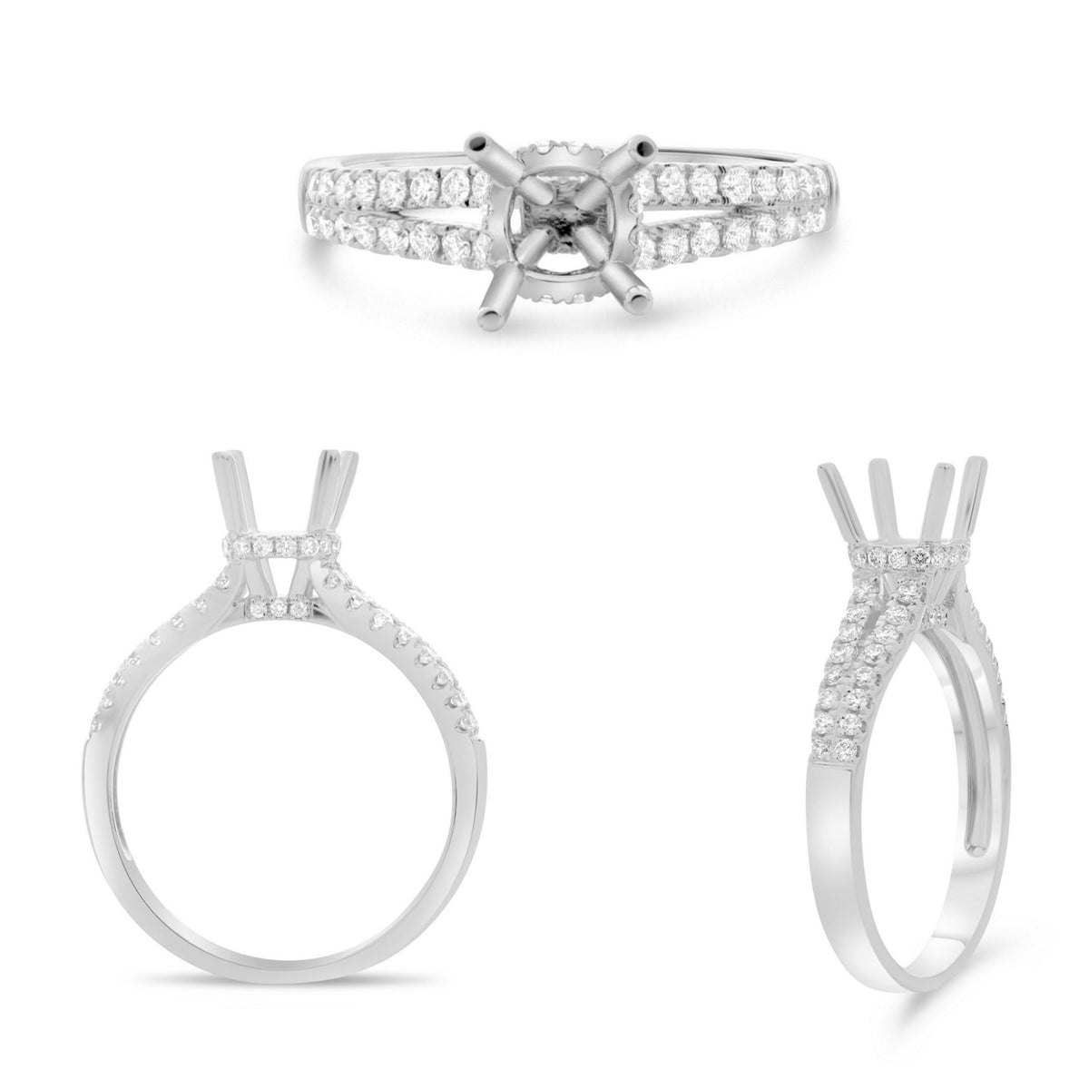 Diamond Split Shank Hidden Halo Engagement Ring Setting