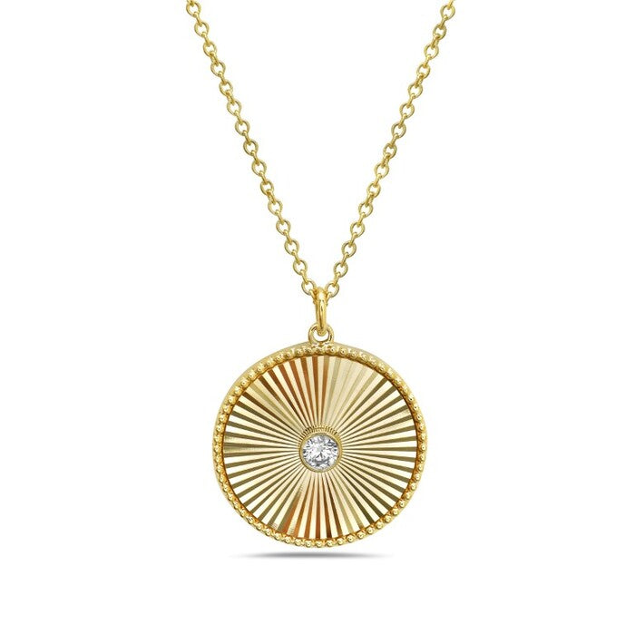 Diamond Sunburst Medallion Pendant Necklace