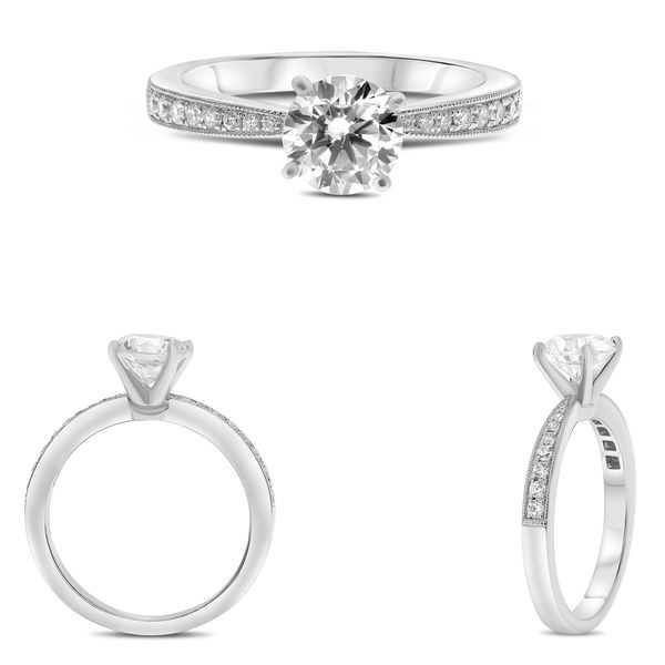 Diamond Tapered Shank Engagement Ring Setting