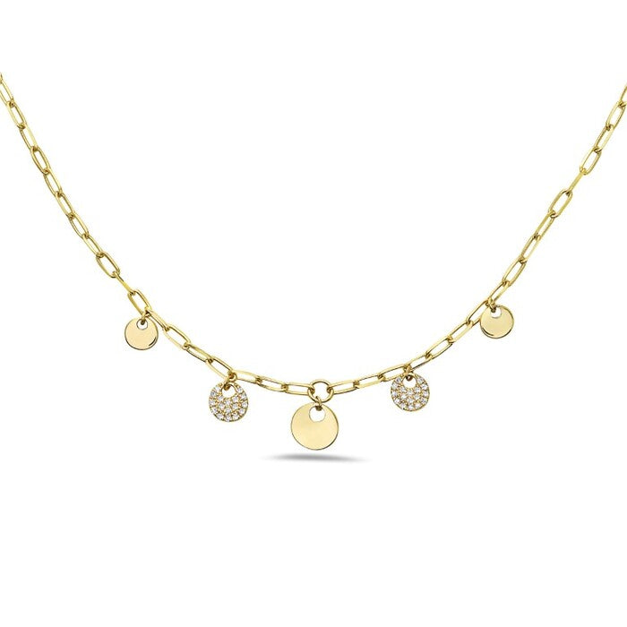 Diamond and Gold Disc Station Necklace