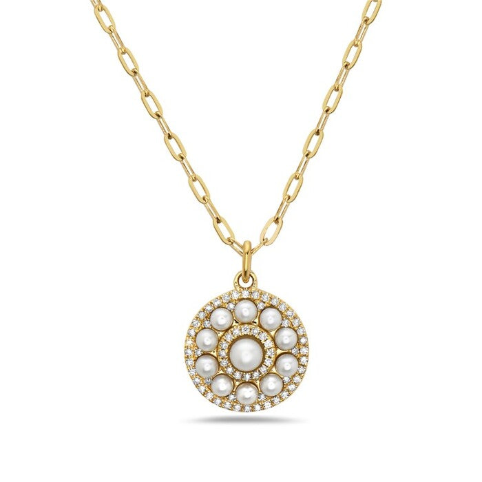 Diamond and Pearl Circle Necklace