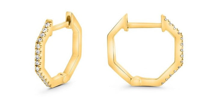 Diamond Octagonal Huggie Earrings